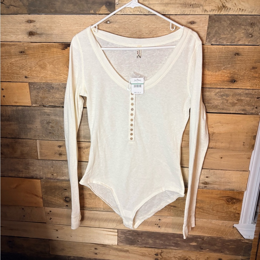 Free People Ivory Button-Down Top